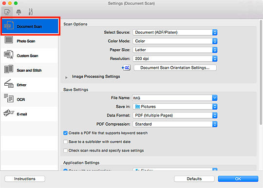 IJ Scan Utility (macOS) - Scanning Multiple Documents at One Time